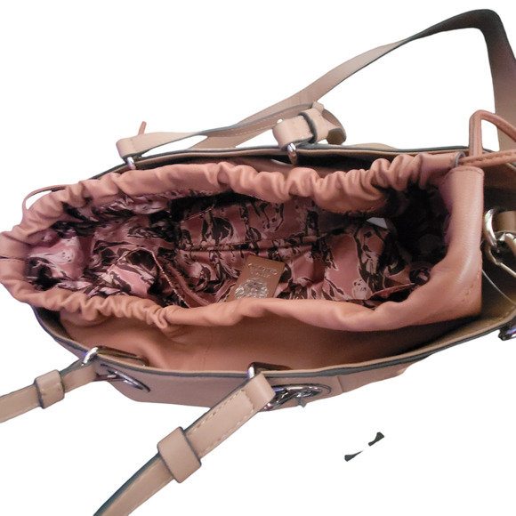 Vince Camuto Mixed Media Leather Tote Purse Lauri Potters Rock Shoulder Strap - Picture 3 of 16